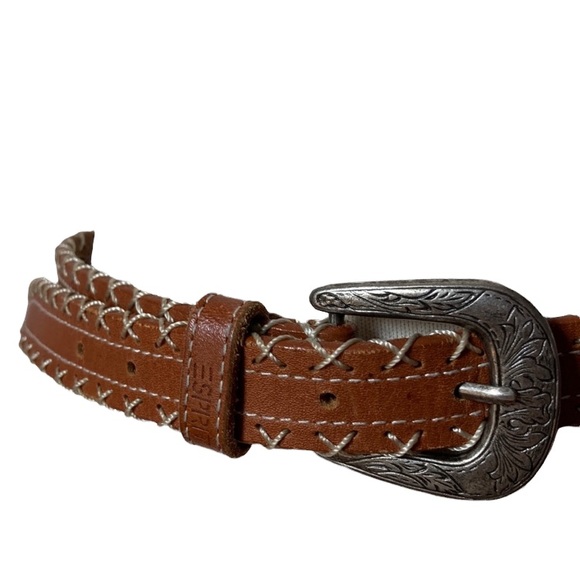 Vintage Esprit Stitched Leather Belt - Picture 1 of 8